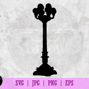 Lamp Post Street Light Silhouette SVG Illustrazione vettoriale con file PNG, EPS, Jpeg 300 dpi Clip Art File di taglio ad alta risoluzione pronto per Cricut