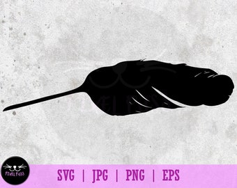 Plume oiseau Silhouette SVG Vector Illustration avec PNG, EPS, fichiers Jpeg 300 dpi Clip Art haute résolution couper fichier prêt pour Cricut