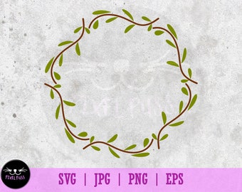 Wreath Laurel Leaf Greenery Circle Vine Border Graphic Decal SVG Vector Illustration PNG, EPS, Jpeg files Clipart Cut File Ready for Cricut