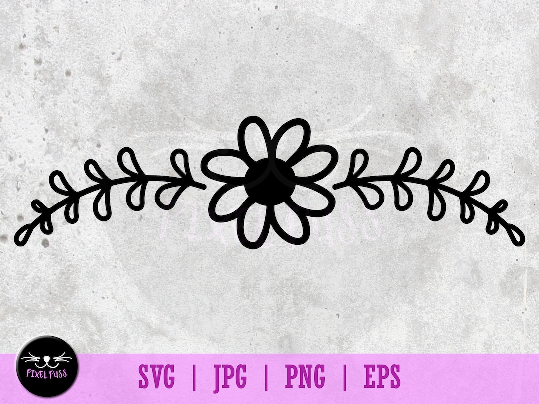 Floral Swag Flower Leaves Greenery Hand Drawn Graphic Decal SVG Vector ...