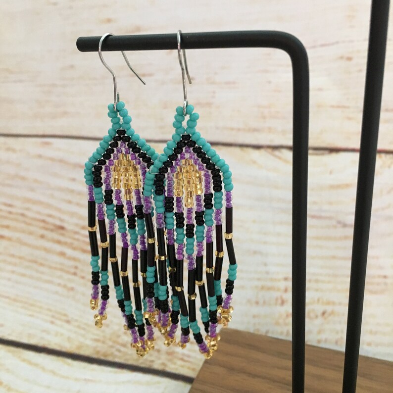 Gift for Her Womens Earrings Womens Jewelry Huichol Jewelry Mexican Bead Earrings Mexican Jewelry Mexican Earrings Bohemian