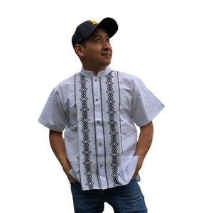 Handmade Men&#39;s Traditional White Mexican Guayabera - Small Medium Large XL