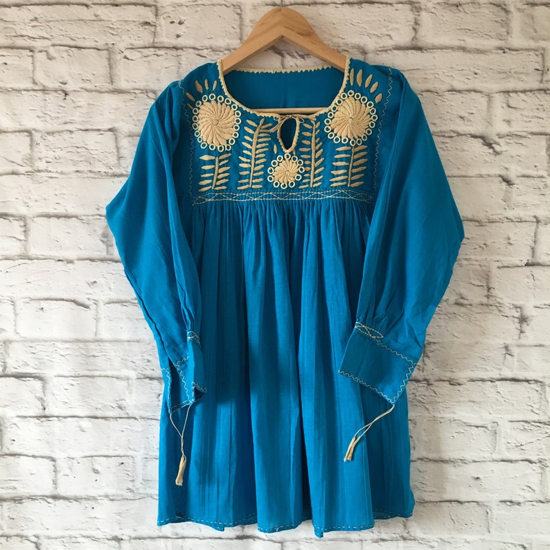 Womens Mexican Blouse Embroidered Blouse 3/4 Sleeve Blouse Etsy