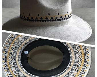 Handmade Mexican Mexican Sombrero Hat - Hand Painted Faux Suede - Artesanal