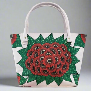 Bolso de mano mexicano pintado a mano - Bolso de piel sintética - Bolsa Artesanal