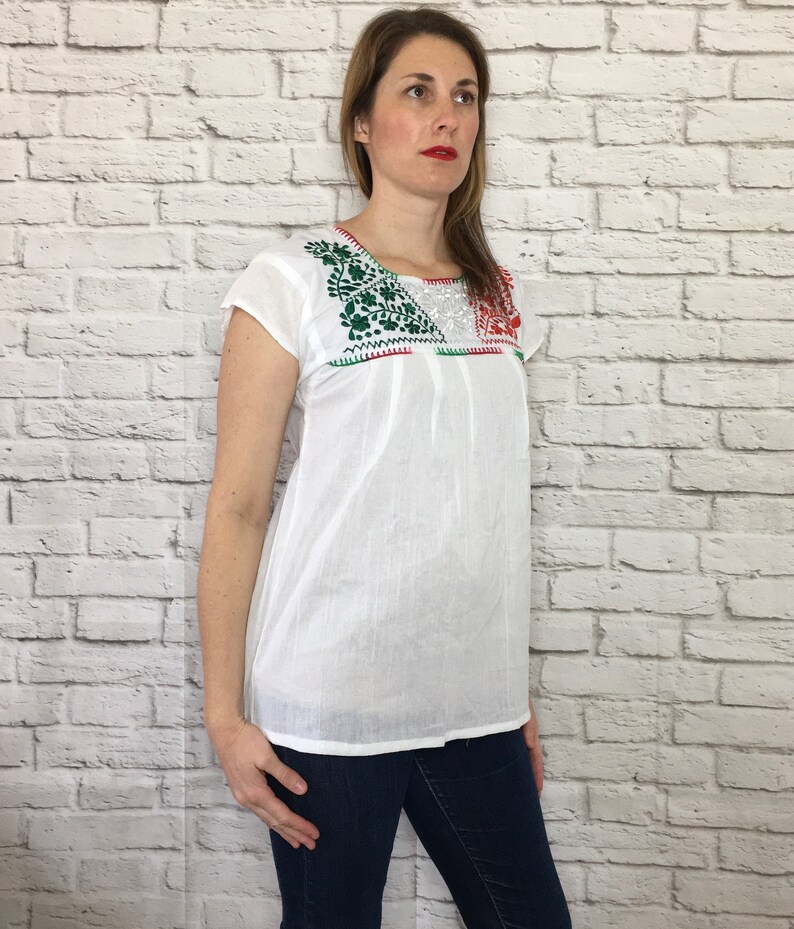 Womens Mexican Blouse Embroidered Blouse Mexico Shirt Etsy