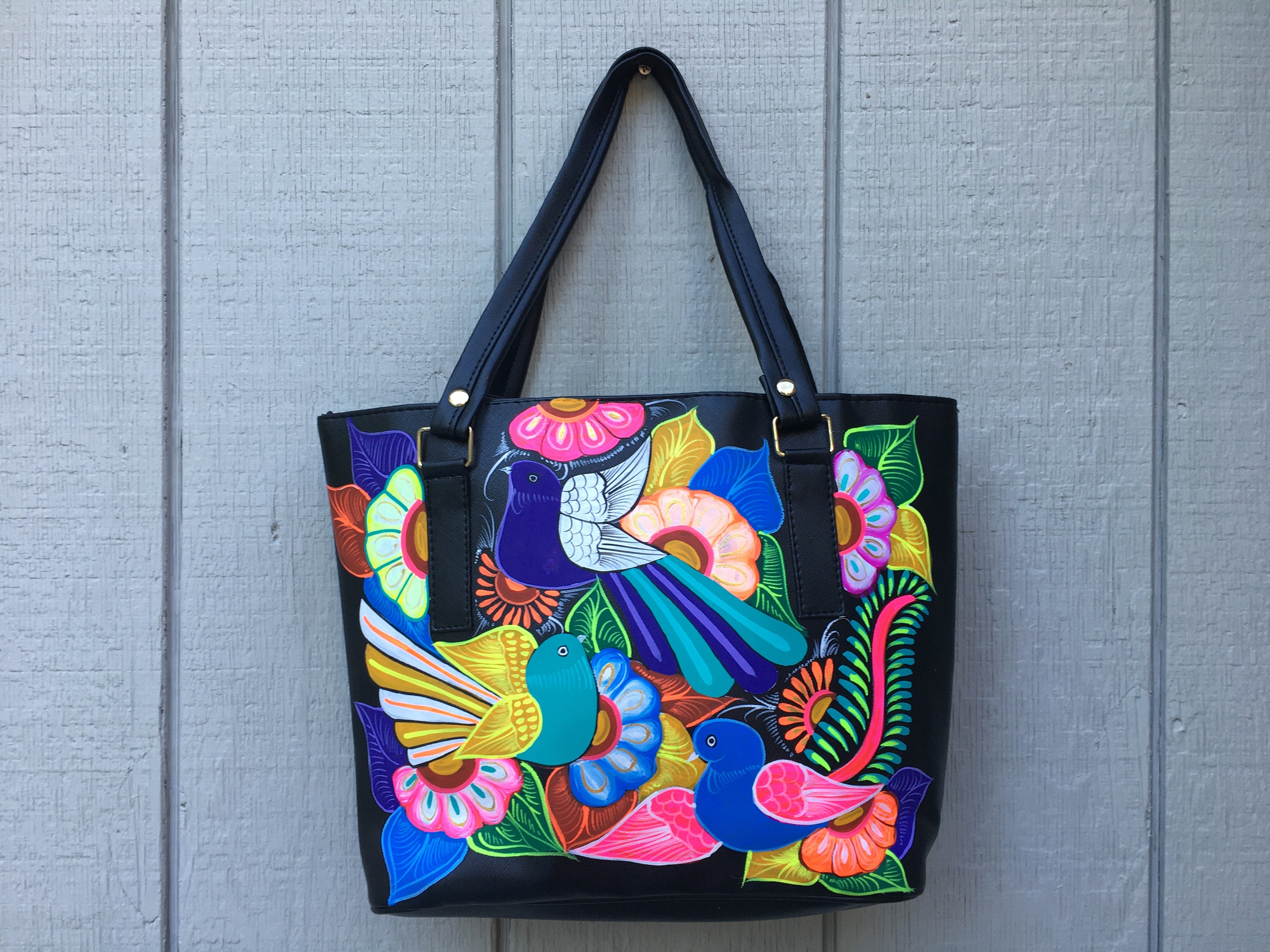 Hand Painted Colorful Leather Shoulder Bag Exporter,Hand Painted