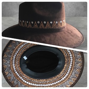 Handmade Mexican Mexican Sombrero Hat - Hand Painted Faux Suede - Artesanal