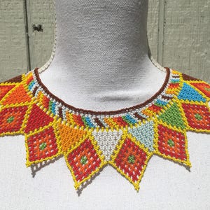 Handmade Mexican Huichol Bead Necklace - Huichol Folk Art Jewelry - Artesanias
