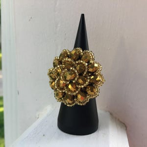 Handmade Mexican Huichol Bead Flower Ring - Anillo Mexicano - Artesanias