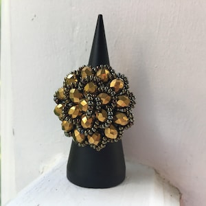 Handmade Mexican Huichol Bead Flower Ring - Anillo Mexicano - Artesanias