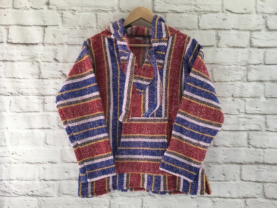 Handmade Mexican Baja Hoodie Poncho Sweatshirt Size Small | Etsy