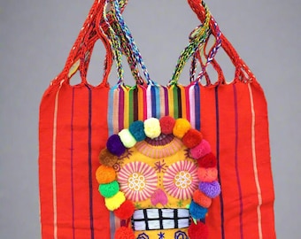 Handgemachte bestickter mexikanischer Sugar Skull Einkaufstasche - Handgewebte Baumwolltasche - Dia de los Muertos Tragetasche - Catrina Mexicana - Artesanias
