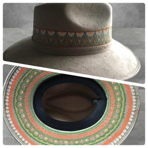 Handmade Mexican Mexican Sombrero Hat - Hand Painted Faux Suede - Artesanal