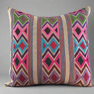 Handmade Hand Embroidered Mexican Pillow Cover - Mexican Home Decor