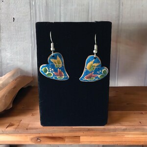 Handmade Mexican Copper Heart Earrings - Hand Painted