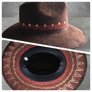 Handmade Mexican Mexican Sombrero Hat - Hand Painted Faux Suede - Artesanal