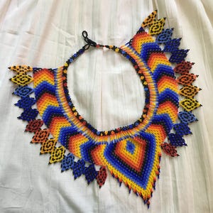 Handmade Mexican Huichol Bead Necklace - Huichol Folk Art Jewelry