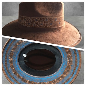 Handmade Mexican Mexican Sombrero Hat - Hand Painted Faux Suede - Artesanal