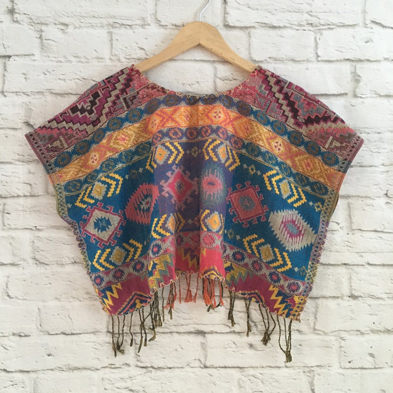 Blusa Artesanal Mexican Hippie Blouse Hippie /& Boho Crop Top Women/'s Handmade Woven Mexican Crop Top One Size Bohemian Blouse