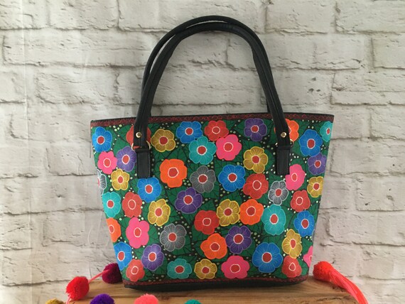 Hand Painted Floral Mexican Purse Handbag Vegan Cruelty Free | Etsy