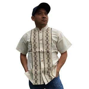 Handmade Men&#39;s Traditional Off White Mexican Guayabera - Small Medium Large XL