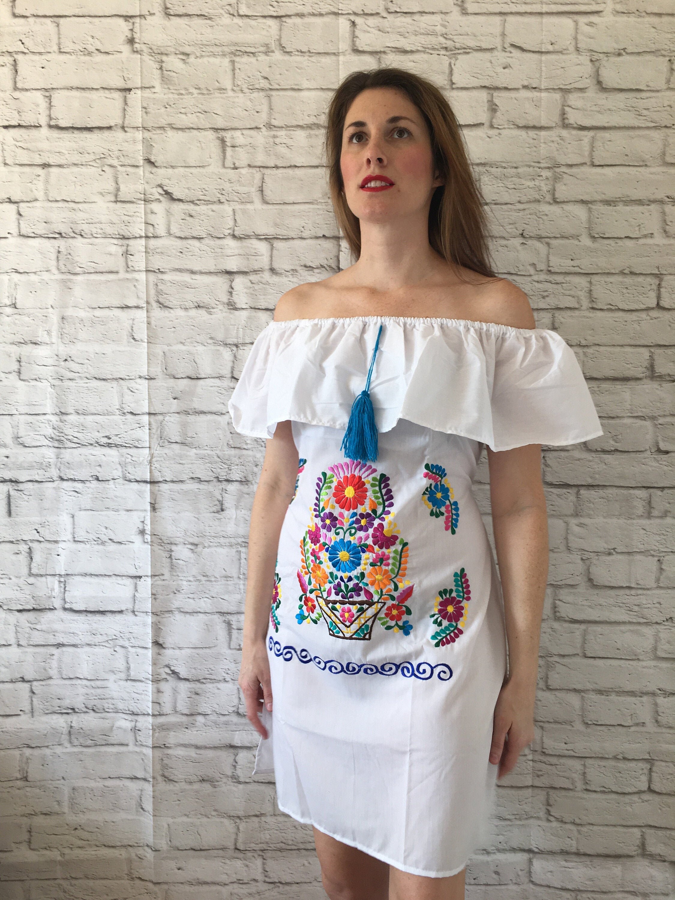 white mexican fiesta dress