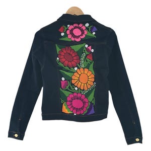 Handmade Embroidered Mexican Denim Jean Jacket - Size Small - Chamarra Bordada