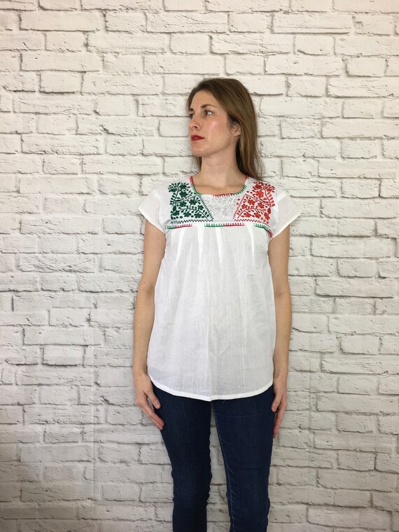 Womens Mexican Blouse Embroidered Blouse Mexico Shirt Etsy