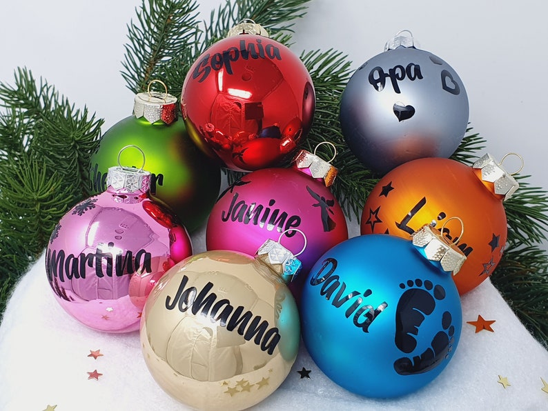 Weihnachtskugel mit Namen schwarz personalisiert aus Glas Etsy