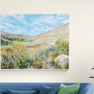 Original painting of Israel nature landscape, Wall art acrylic drawing canvas print stretched on frame, Jewish artwork from the holy land.