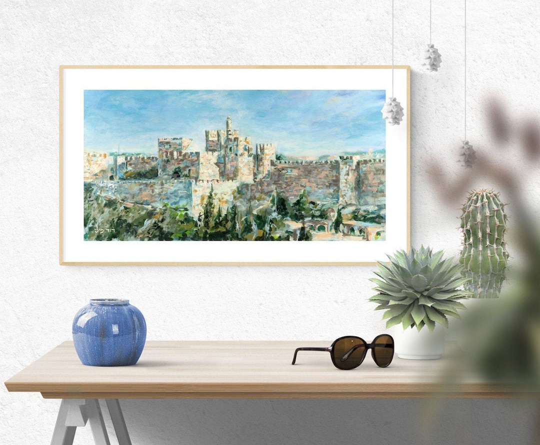 Walls of Jerusalem, Wall Art Oil and Acrylic Painting, Print on Fine
