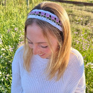 Pink or yellow tulip crochet headband
