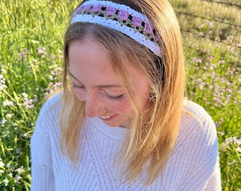 Pink or yellow tulip crochet headband