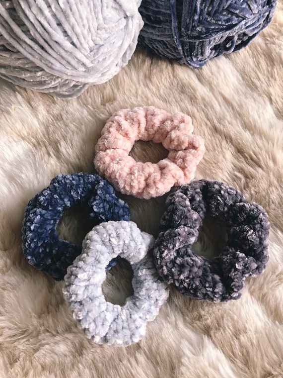 Pack of 4 Crochet Velvet Scrunchies - Etsy display picture 1