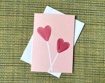 Blank Valentine’s Day Card - Sugar Heart Lolipops