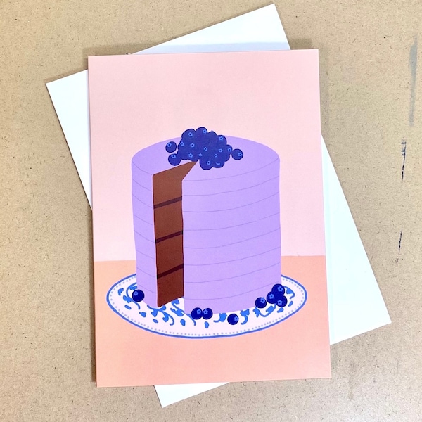 Blank Celebration Card - Blueberry Chocolate Cake
