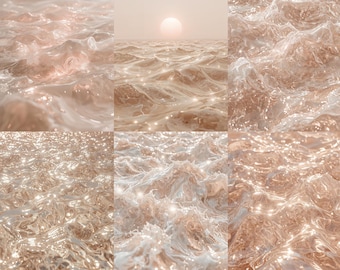 Golden Liquid Ocean | Luxury Shimmering Water Textures, High-Resolution Aesthetic Stock Images. Modern Social Media Template, Branding Visuals