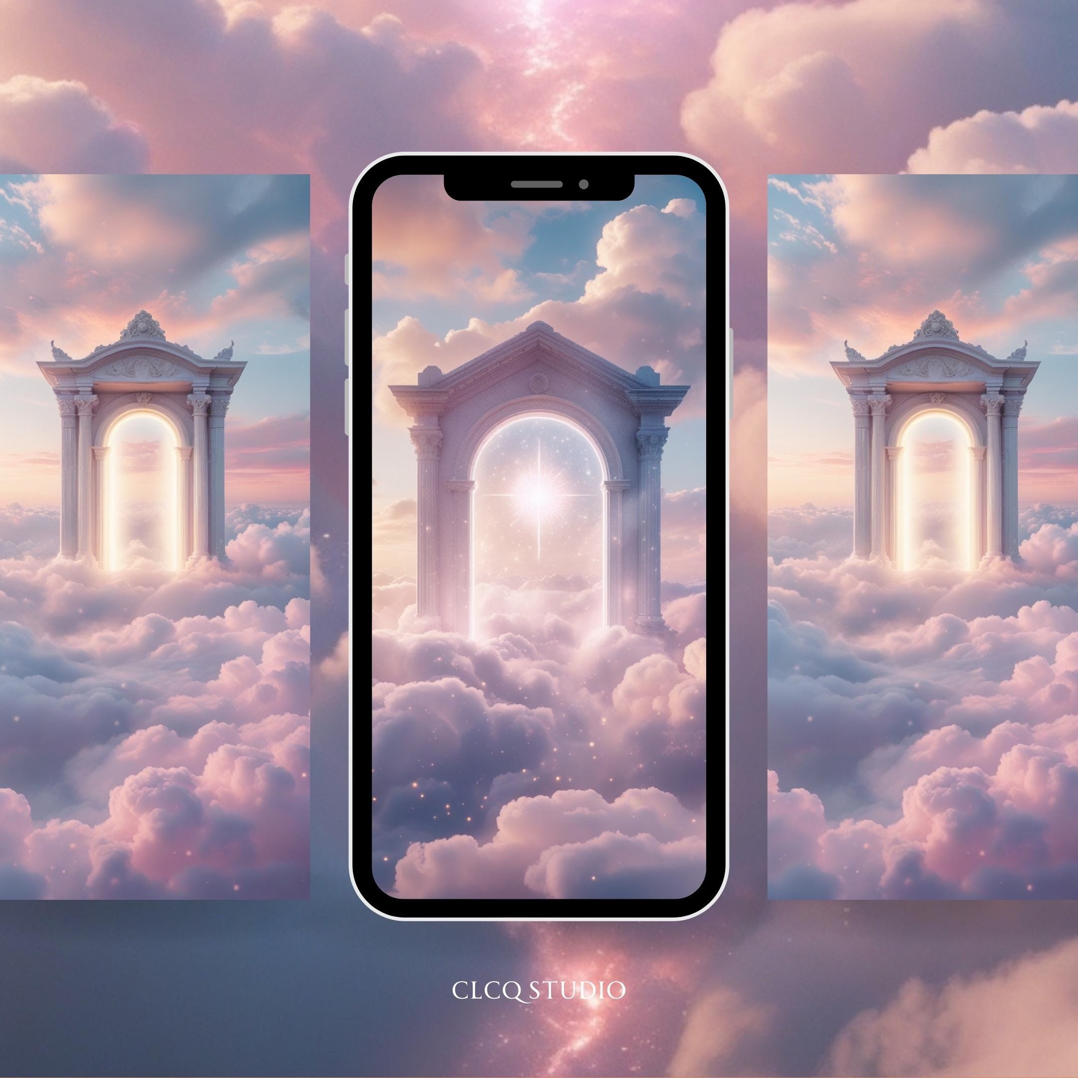 Heavenly Gateways, Dreamy Cloud Portals Mystical Images | Ethereal Unique Fantasy Wallpapers | Spiritual Awakening, Digital Download 9:16