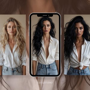 Modelli di bellezza, raccolta di foto stock femminili senza tempo | 72 ritratti di moda moderni | Immagini estetiche | Download immediato, uso commerciale