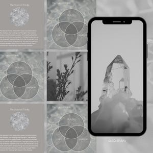 Holistic Content kit, 40 Aesthetic Black & White Instagram Posts and Captions | Shadow Work • Awareness • Timeless Spiritual Design | 300DPI