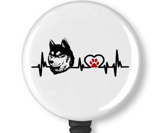 Alaskan Malamute Dog Breed Heart Lanyard Retractable Reel Badge ID Card Holder Alaskan Malamute Dog Breed Heart Lanyard Retractable Reel Badge ID Card Holder