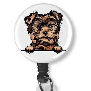 Adorable Peeking Yorkshire Terrier Retractable Badge Reel ID Holder