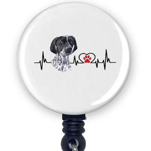 German Shorthaired Pointer Heartbeat EKG Heart Line Badge Reel ID Holder
