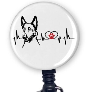 Belgian Malinois ID Badge – EKG Heartbeat Work Clip for Nurses & Vet Techs