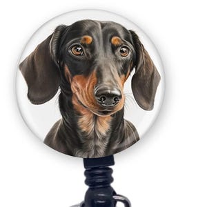Beautiful Black and Tan Dachshund Retractable Badge Reel ID Holder