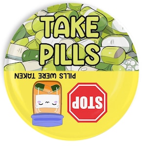 3.5&quot; Kawaii Green & Yellow Pill Bottles Medication Reminder Magnet