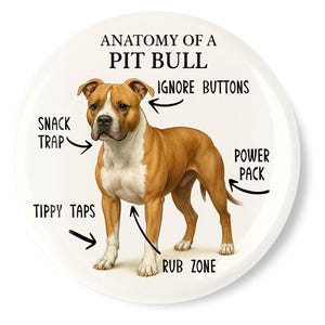 Funny Pit Bull Magnet: Anatomy of a Pitbull, Dog Lover Gift