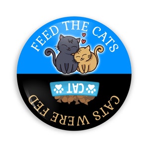 2.25&quot; Feed The Cats Cute Pet Food Bowl and Cat Blue and Black Feeding Reminder Magnet