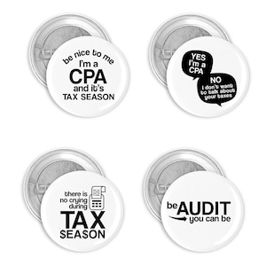 CPA Humor Button Set - 4-Piece Tax Season Pinback Collection